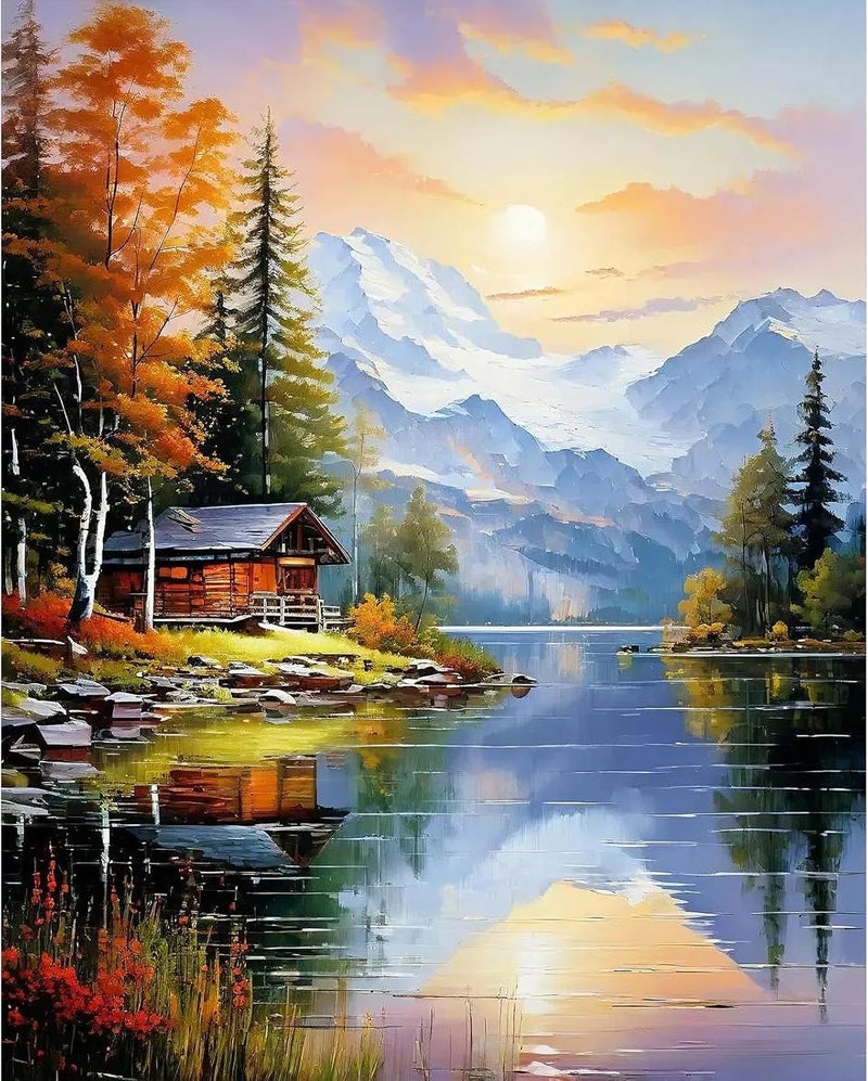 PRASIO Paint by Numbers Kit for Adults Beginner, Landscape Adult Paint by Number Kits on Canvas, DIY Acrylic Watercolor Oil Paint by Number for Adults for Home Decor Gift 16x20 Inch - Image 1